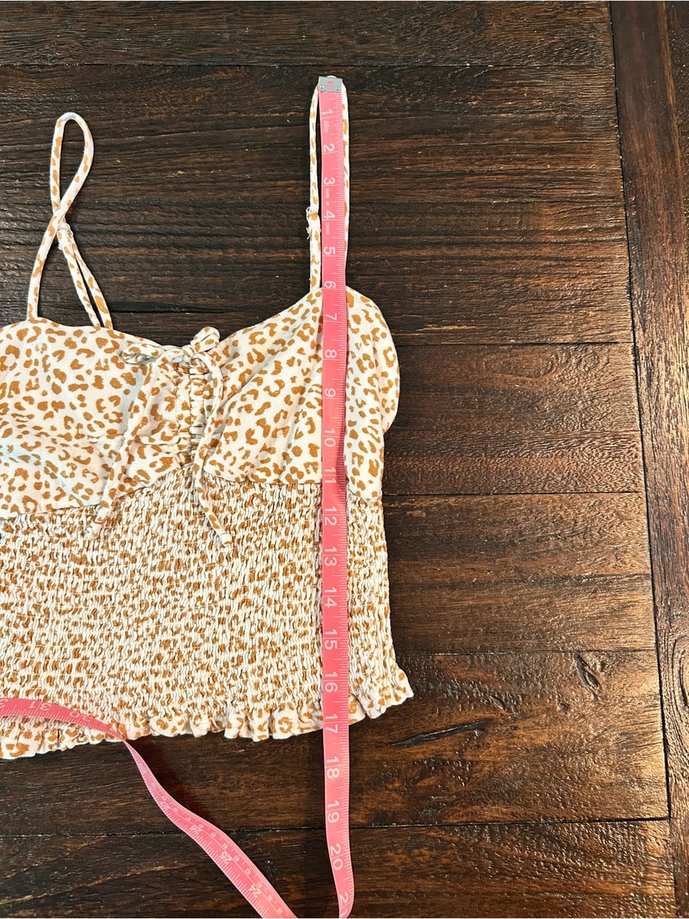 Urban Romantics cheetah print smocked tank top in tan and white - Picture 7 of 11